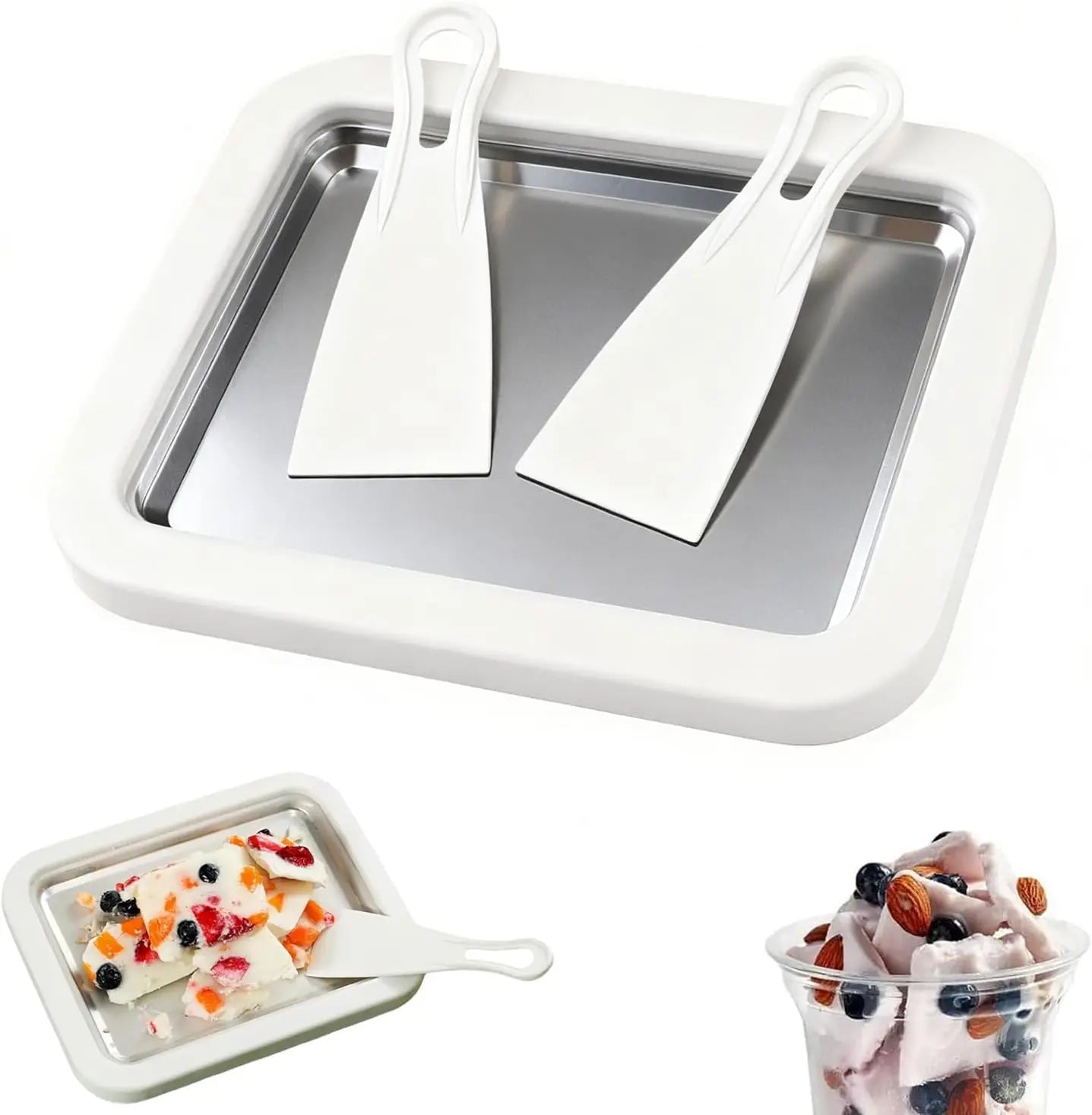 Rolled Ice Cream Maker Kit At-Home Rolled Ice Cream Machine DIY Fun Family Activity Instant with 2 Scrapers for Yogurt Sorbet