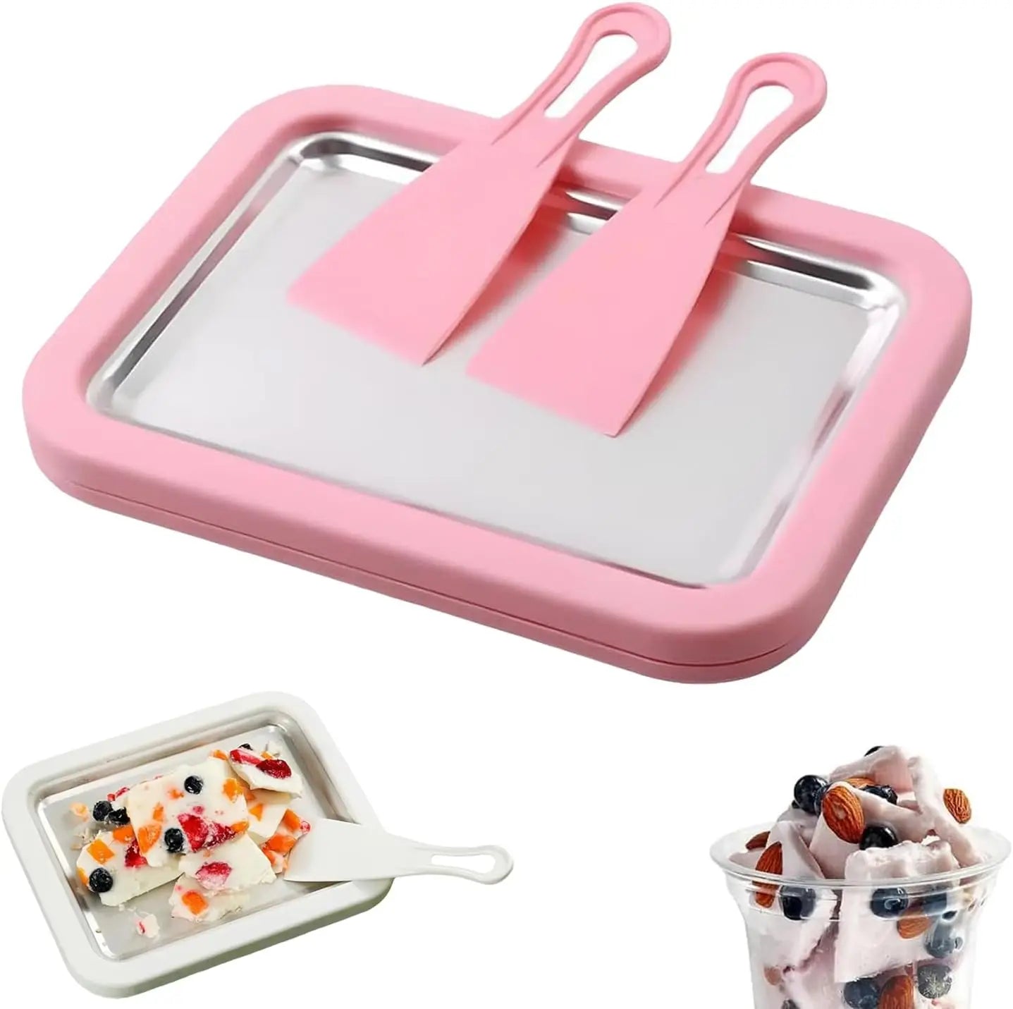 Rolled Ice Cream Maker Kit At-Home Rolled Ice Cream Machine DIY Fun Family Activity Instant with 2 Scrapers for Yogurt Sorbet