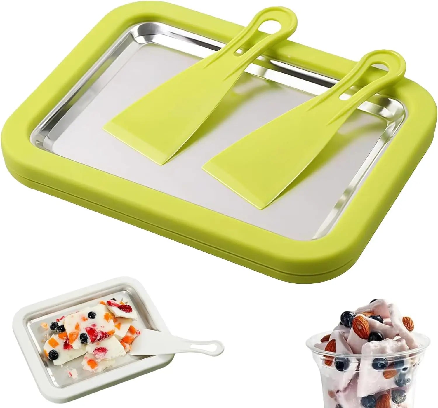 Rolled Ice Cream Maker Kit At-Home Rolled Ice Cream Machine DIY Fun Family Activity Instant with 2 Scrapers for Yogurt Sorbet