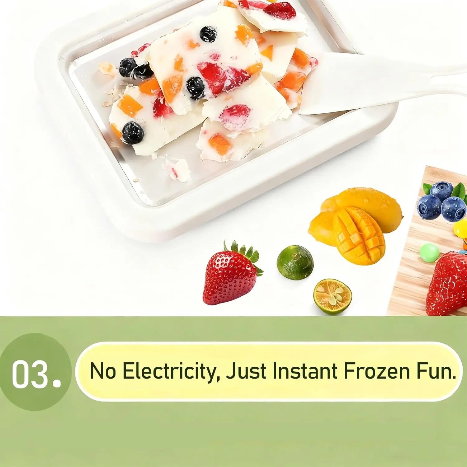 Rolled Ice Cream Maker Kit At-Home Rolled Ice Cream Machine DIY Fun Family Activity Instant with 2 Scrapers for Yogurt Sorbet