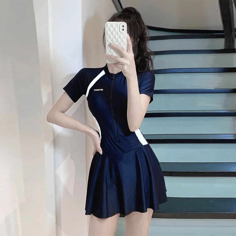 Long Sleeve One Piece Swimsuit l Women Slim Sporty Swim Suit in Summer Spring Style